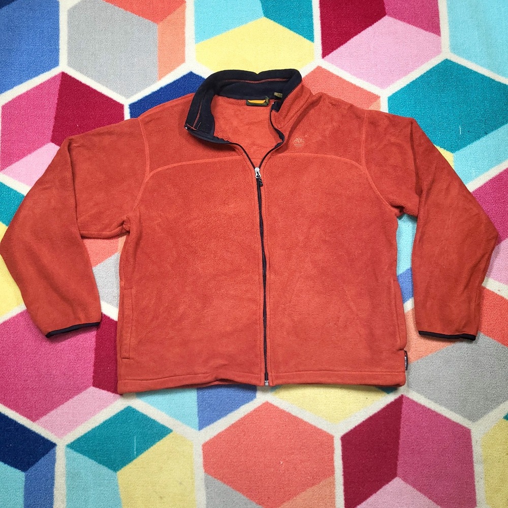 Timberland Fleece Jacket Full Zip Orange Polartec Outerwear‎ Mens XL